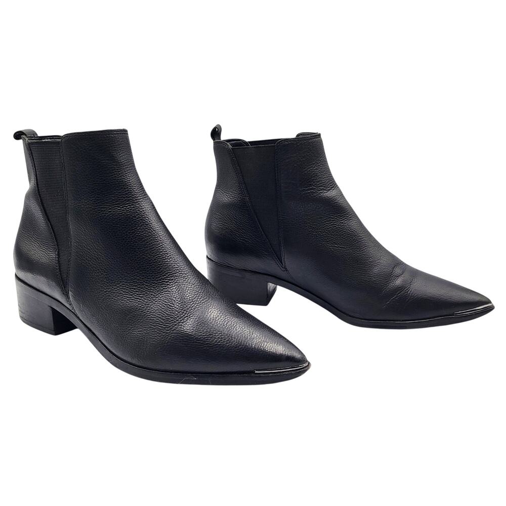 Marc Fisher Women Size 8.5 LTD Yale Pointed Toe Black Leather Chelsea Ankle Boot
